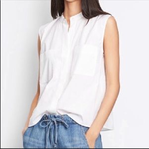 Vince White Sleeveless Shell Lightweight Shirt